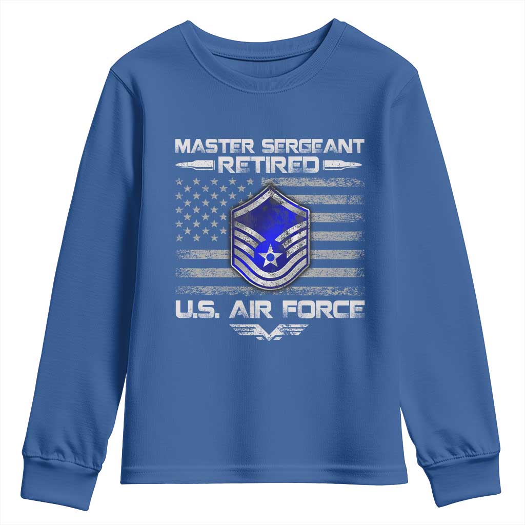 Retired Master Sergeant Of The Air Force Veteran Youth Sweatshirt Vintage USA Flag Veterans - Wonder Print Shop