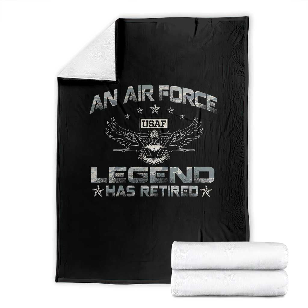 An Air Force Legend Has Retired Throw Blanket Vintage Camo US Veteran - Wonder Print Shop