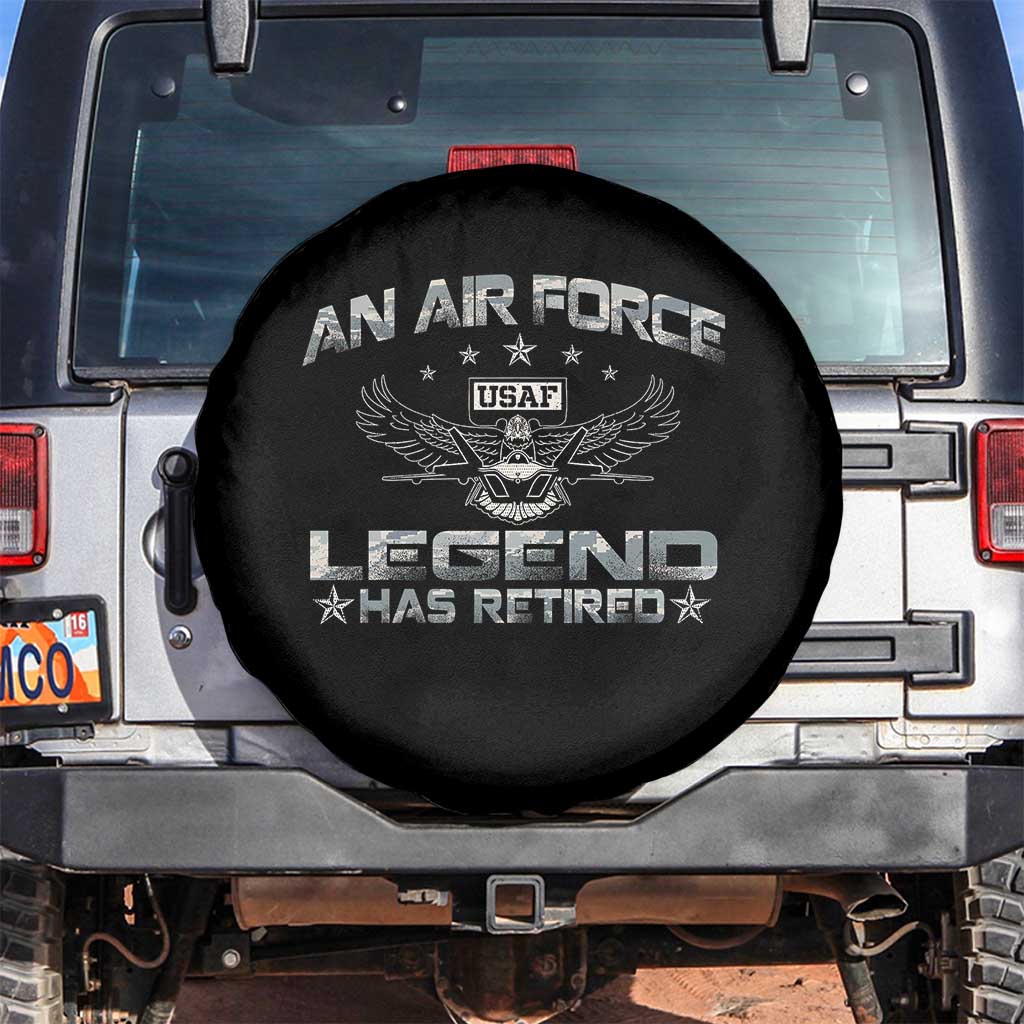 An Air Force Legend Has Retired Spare Tire Cover Vintage Camo US Veteran - Wonder Print Shop