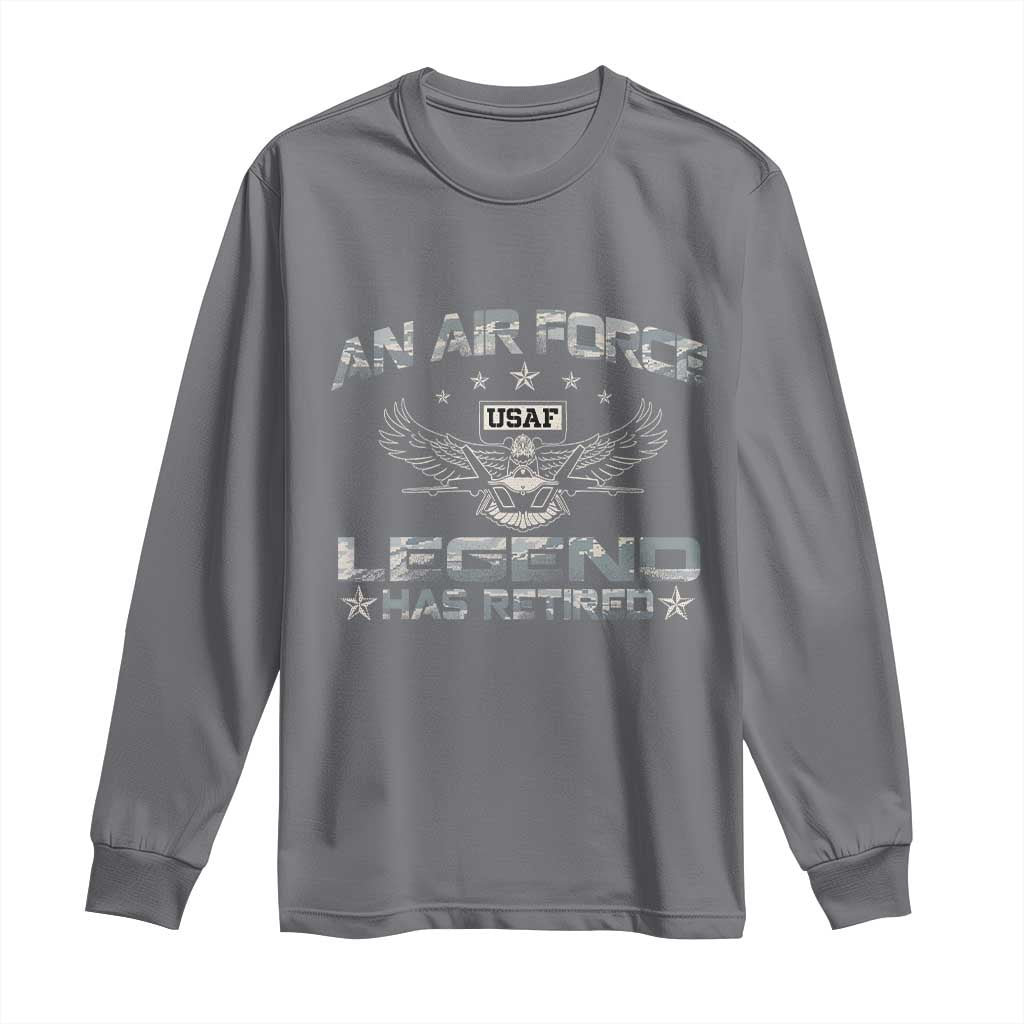 An Air Force Legend Has Retired Long Sleeve Shirt Vintage Camo US Veteran - Wonder Print Shop
