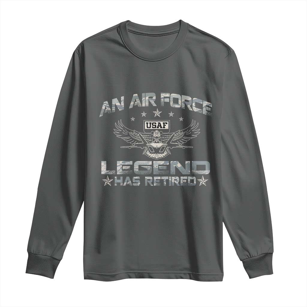 An Air Force Legend Has Retired Long Sleeve Shirt Vintage Camo US Veteran - Wonder Print Shop