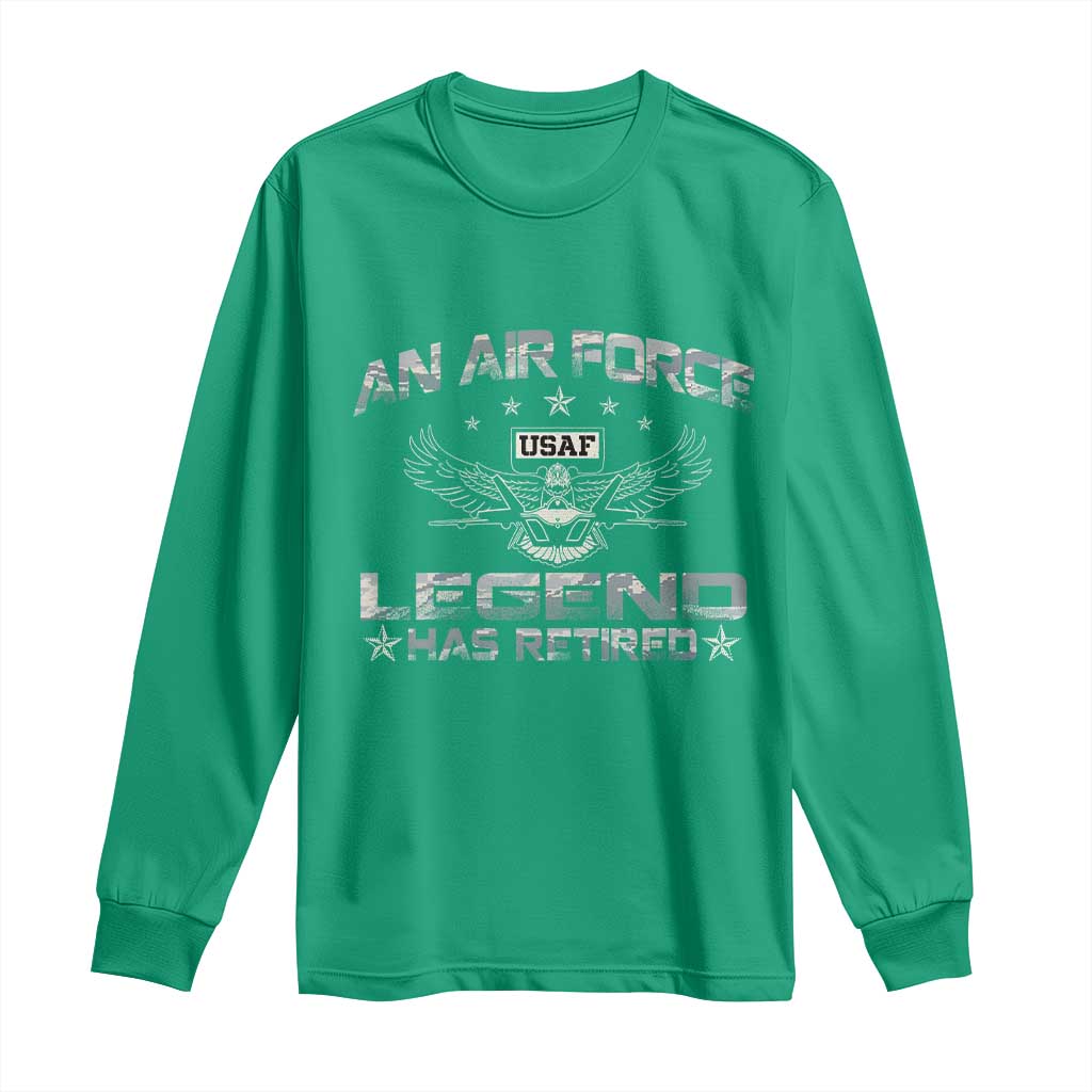 An Air Force Legend Has Retired Long Sleeve Shirt Vintage Camo US Veteran - Wonder Print Shop