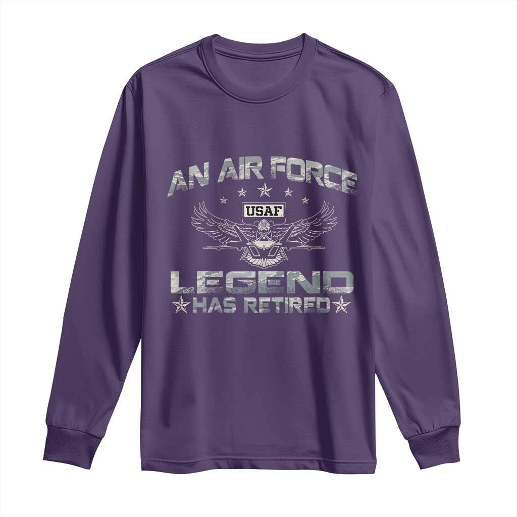 An Air Force Legend Has Retired Long Sleeve Shirt Vintage Camo US Veteran - Wonder Print Shop