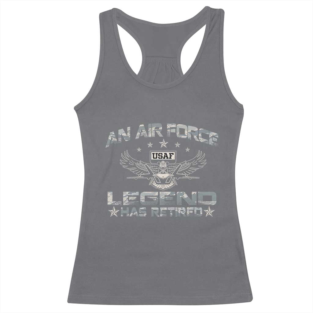 An Air Force Legend Has Retired Racerback Tank Top Vintage Camo US Veteran - Wonder Print Shop