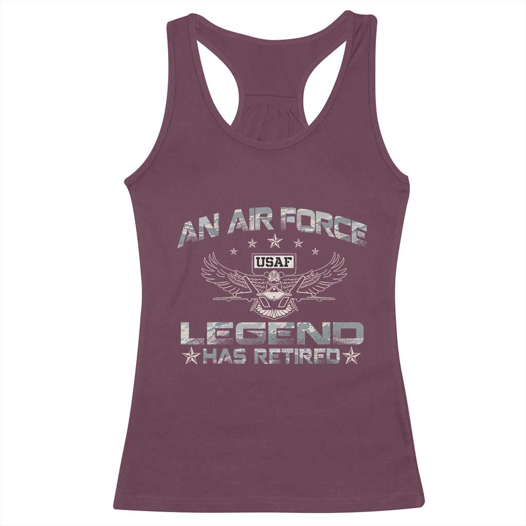 An Air Force Legend Has Retired Racerback Tank Top Vintage Camo US Veteran - Wonder Print Shop