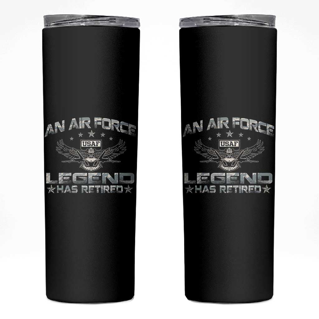 An Air Force Legend Has Retired Skinny Tumbler Vintage Camo US Veteran - Wonder Print Shop