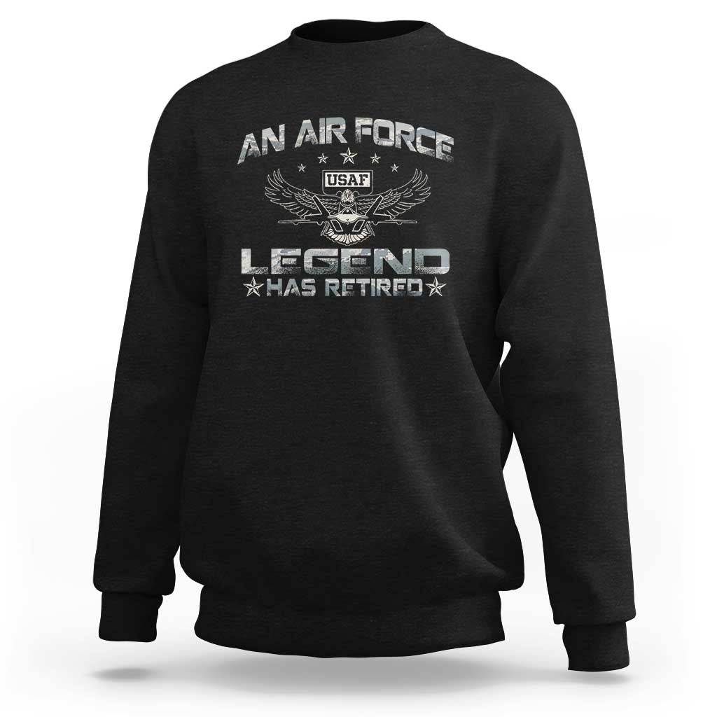 An Air Force Legend Has Retired Sweatshirt Vintage Camo US Veteran - Wonder Print Shop