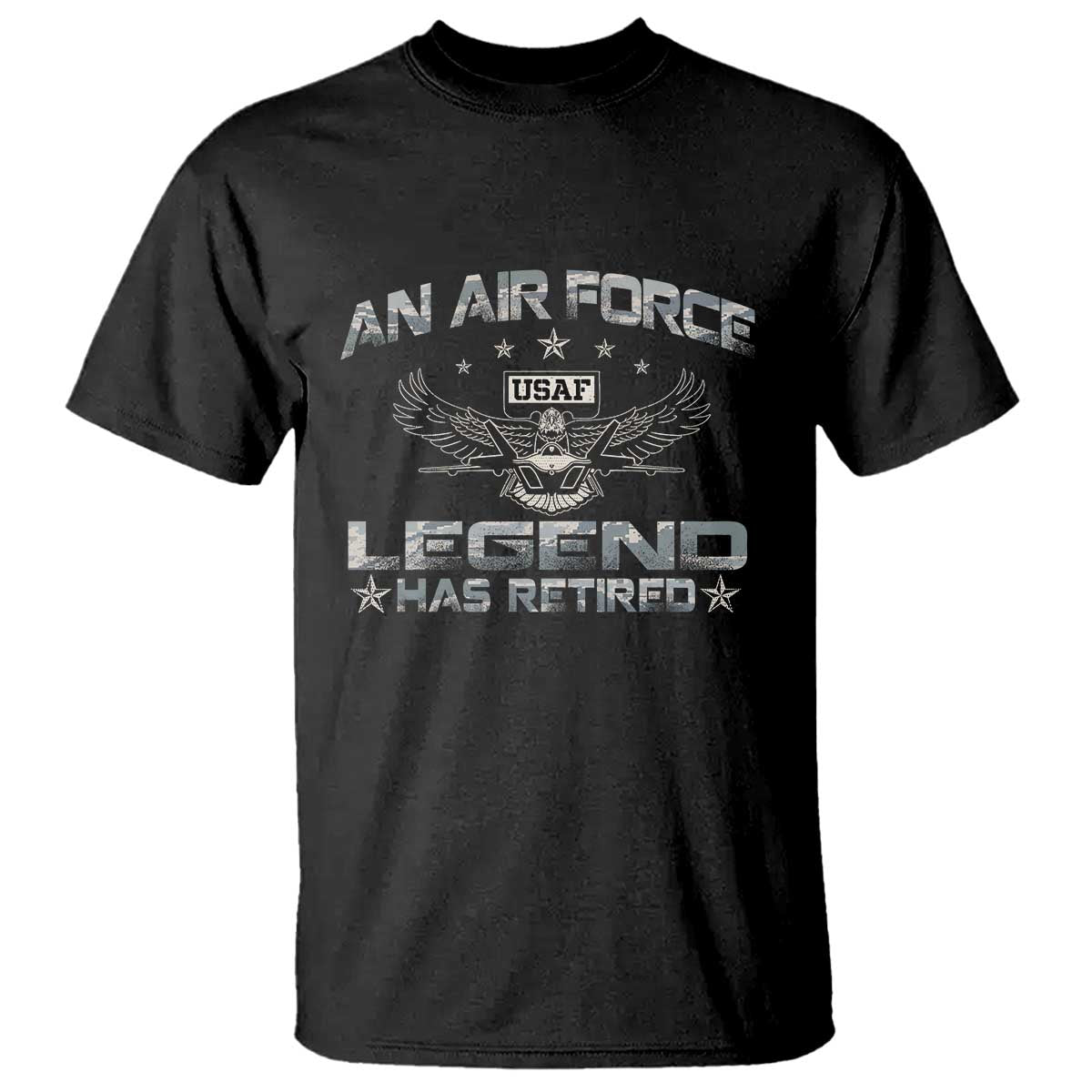 An Air Force Legend Has Retired T Shirt Vintage Camo US Veteran - Wonder Print Shop