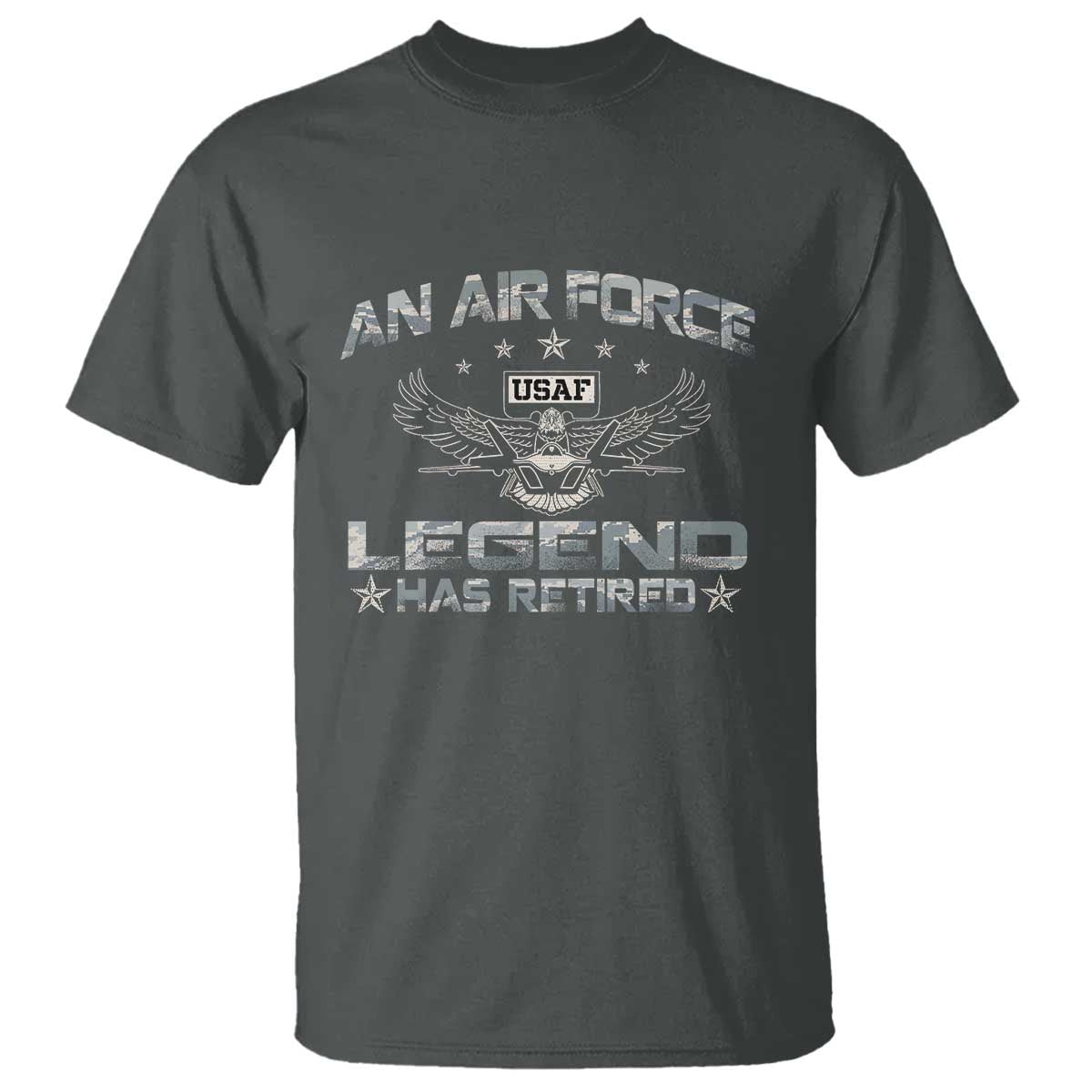An Air Force Legend Has Retired T Shirt Vintage Camo US Veteran - Wonder Print Shop