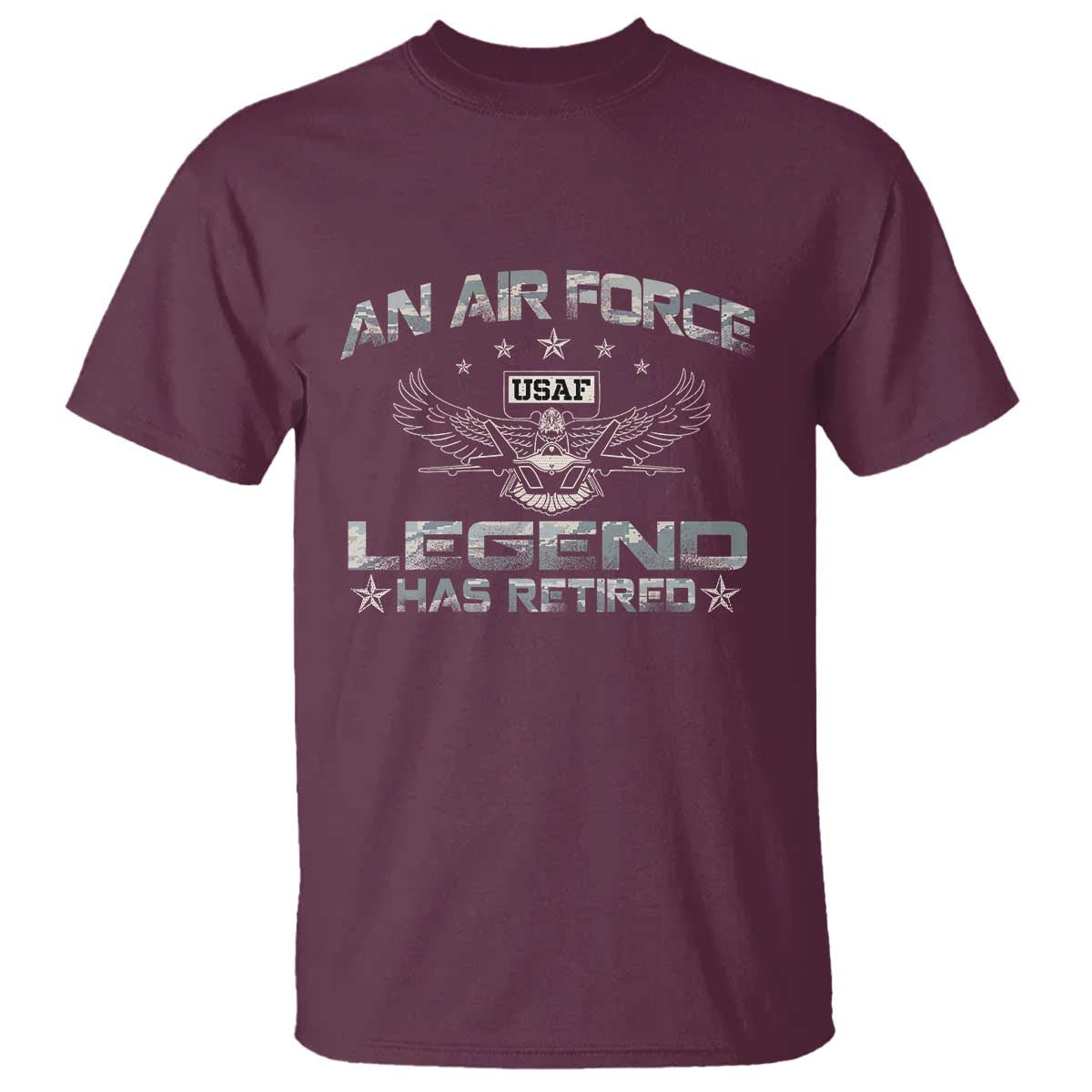 An Air Force Legend Has Retired T Shirt Vintage Camo US Veteran - Wonder Print Shop