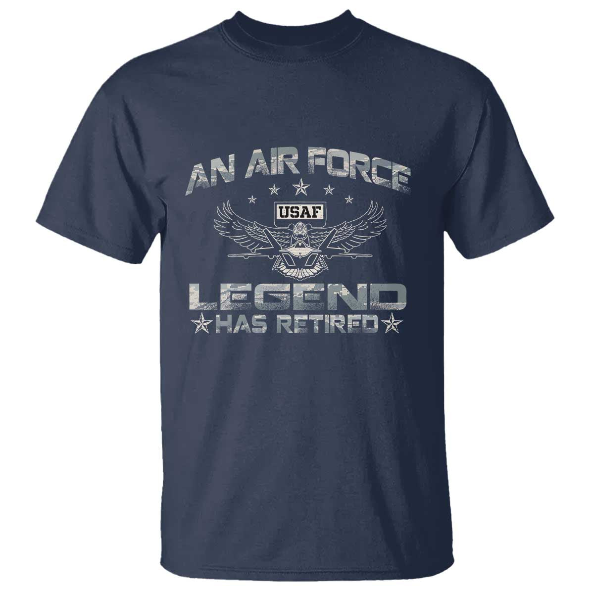 An Air Force Legend Has Retired T Shirt Vintage Camo US Veteran - Wonder Print Shop