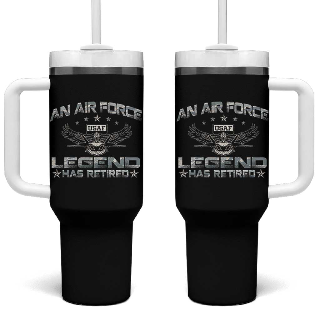 An Air Force Legend Has Retired Tumbler With Handle Vintage Camo US Veteran - Wonder Print Shop