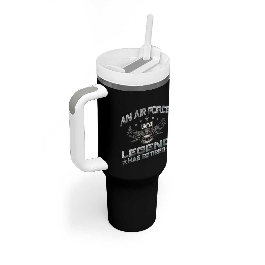 An Air Force Legend Has Retired Tumbler With Handle Vintage Camo US Veteran - Wonder Print Shop