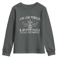 An Air Force Legend Has Retired Youth Sweatshirt Vintage Camo US Veteran - Wonder Print Shop