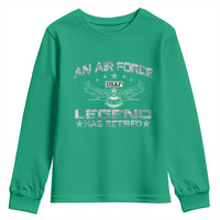 An Air Force Legend Has Retired Youth Sweatshirt Vintage Camo US Veteran - Wonder Print Shop