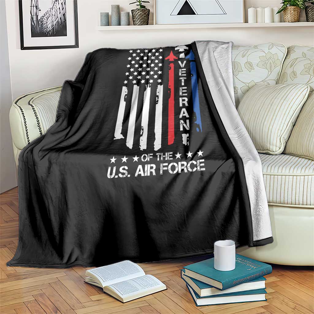 Air Force Veteran Throw Blanket Vintage US Flag - Wonder Print Shop