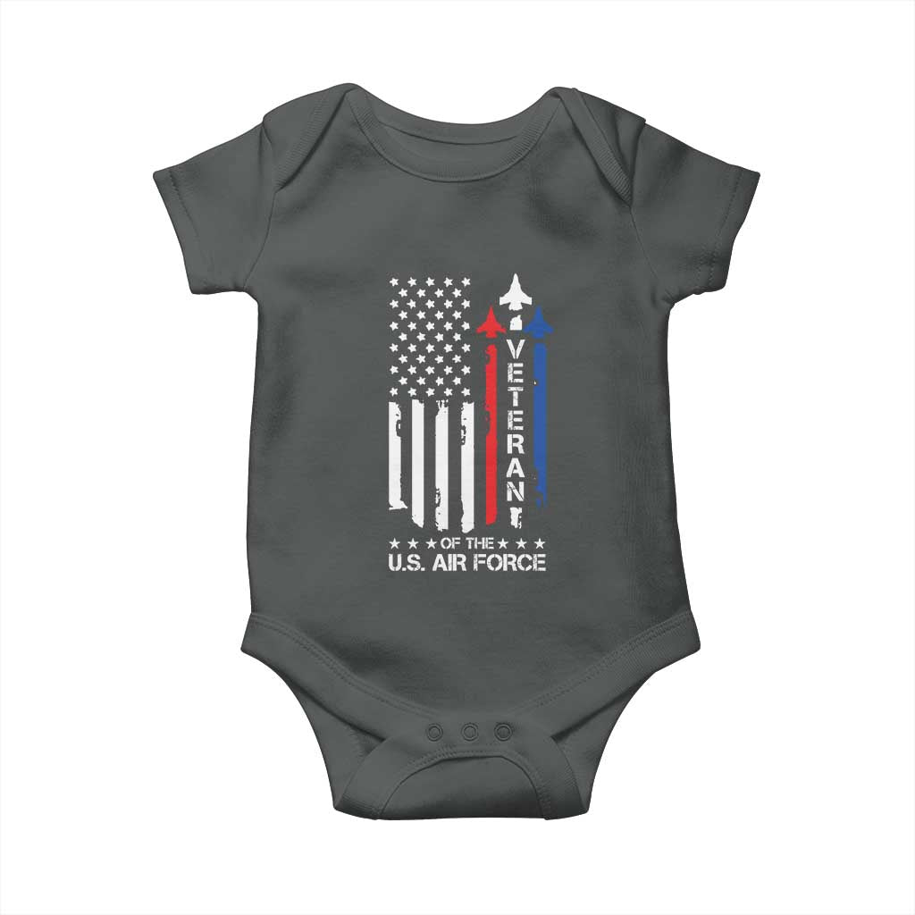 Air Force Veteran Baby Onesie Vintage US Flag - Wonder Print Shop