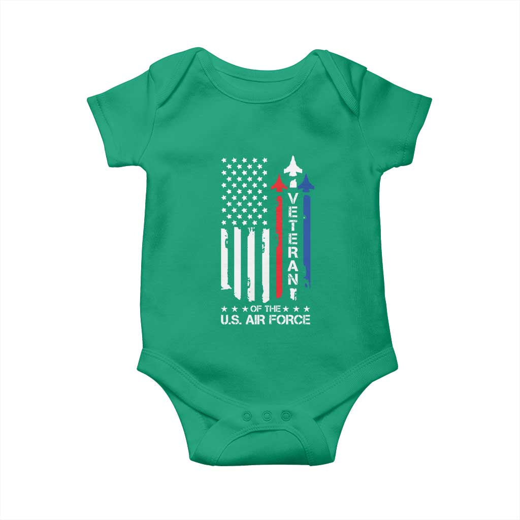 Air Force Veteran Baby Onesie Vintage US Flag - Wonder Print Shop