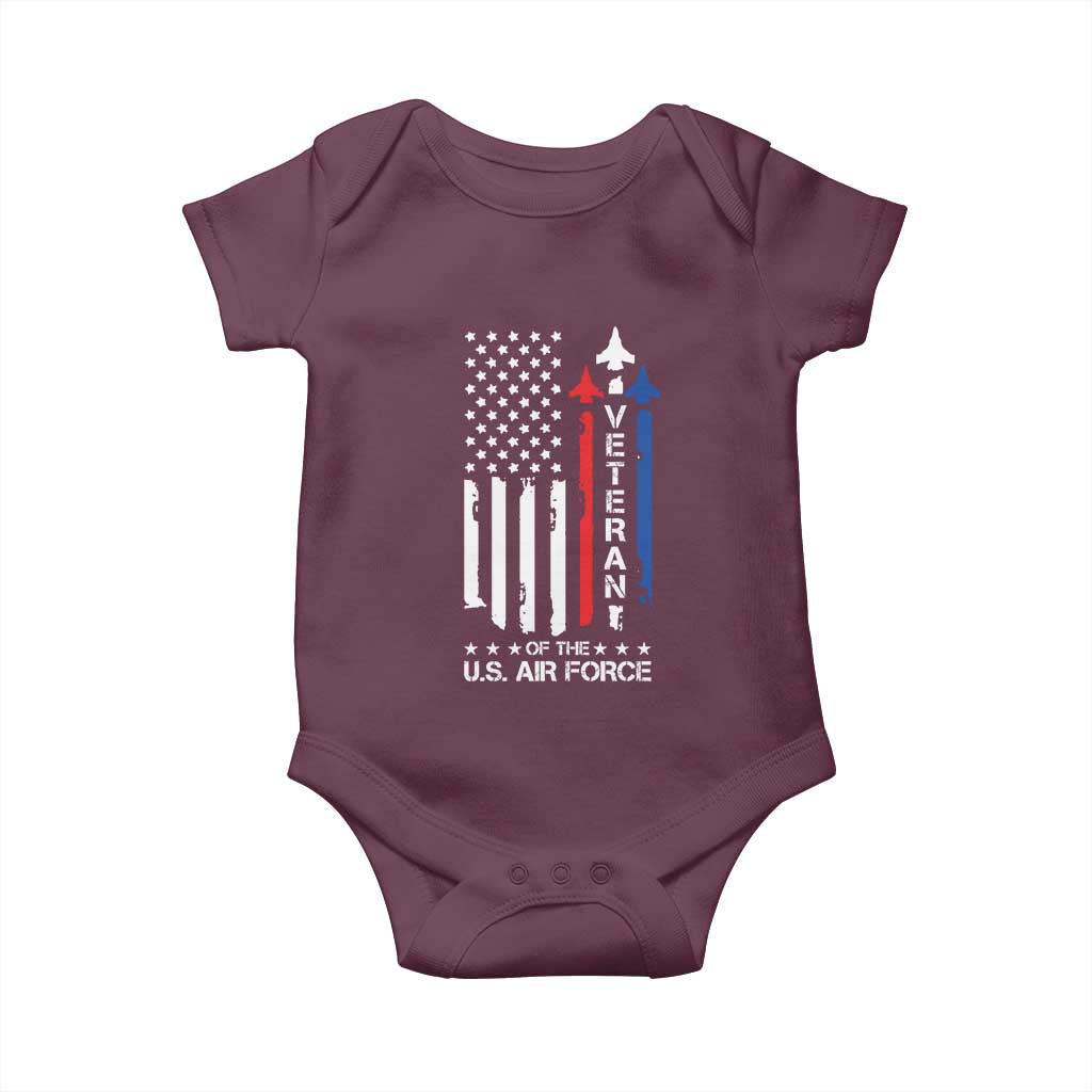 Air Force Veteran Baby Onesie Vintage US Flag - Wonder Print Shop