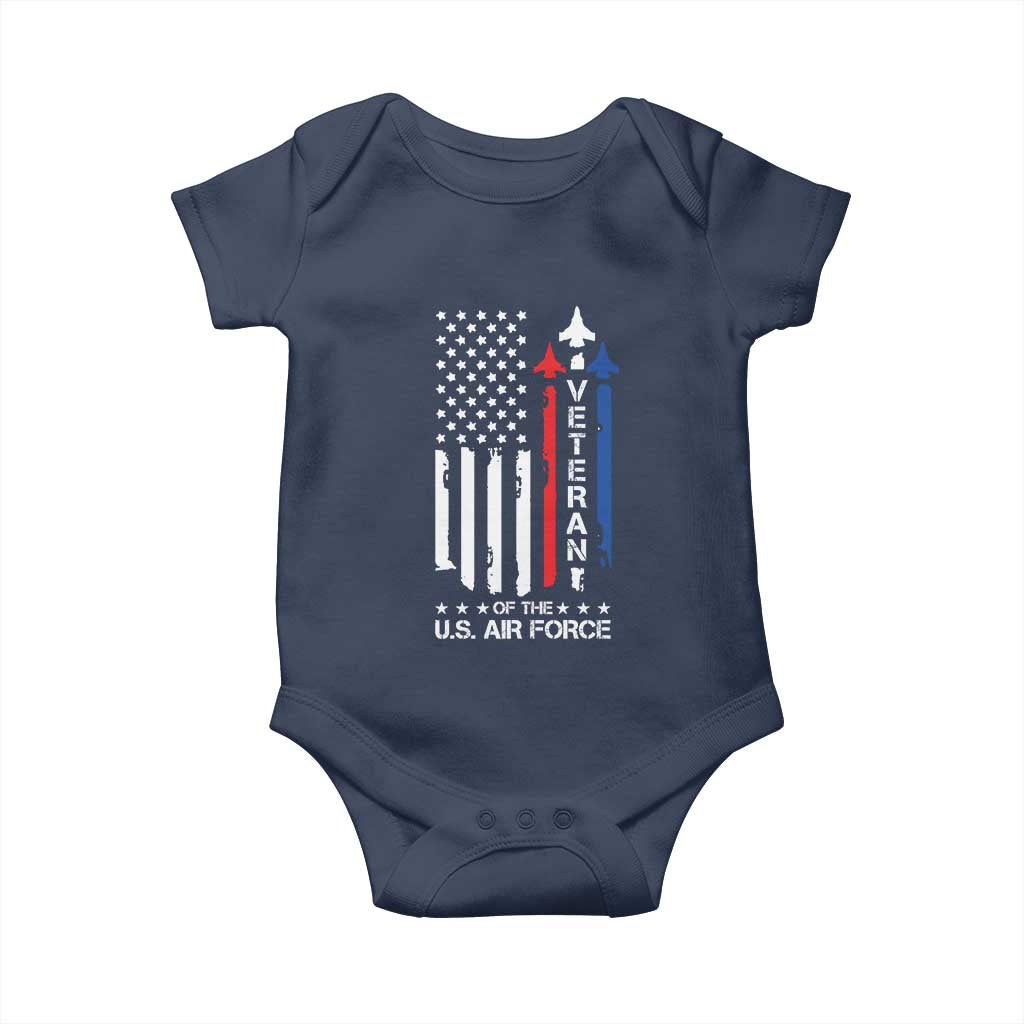Air Force Veteran Baby Onesie Vintage US Flag - Wonder Print Shop