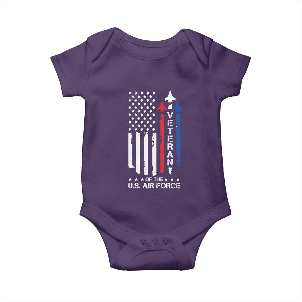 Air Force Veteran Baby Onesie Vintage US Flag - Wonder Print Shop