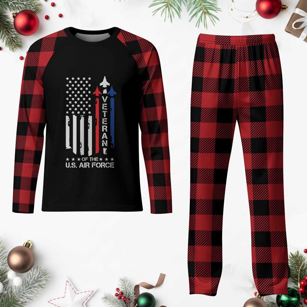 Air Force Veteran Plaid Pajama Set Vintage US Flag - Wonder Print Shop