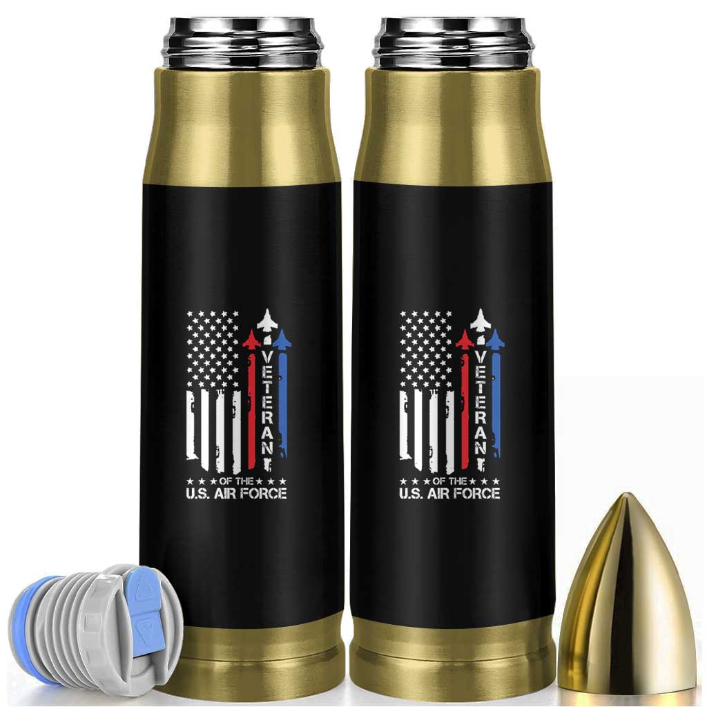 Air Force Veteran Bullet Tumbler Vintage US Flag - Wonder Print Shop