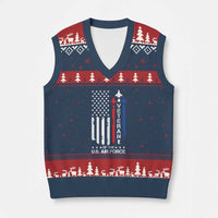 Air Force Veteran V-Neck Knit Sweater Vest Vintage US Flag - Wonder Print Shop