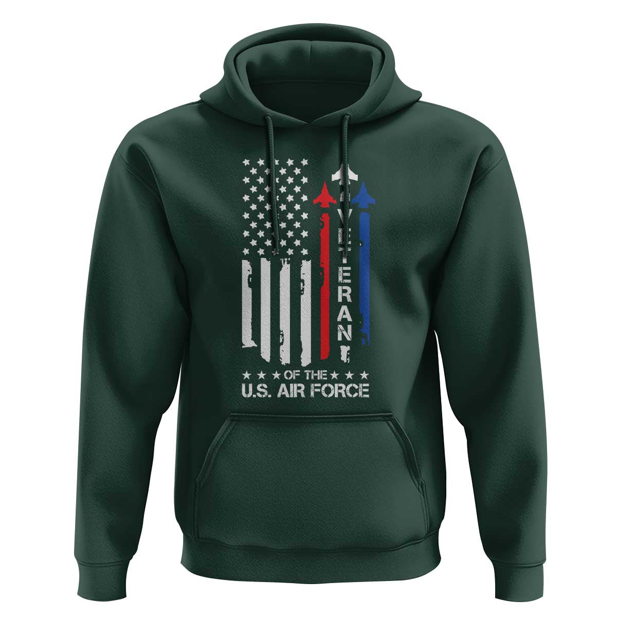 Air Force Veteran Hoodie Vintage US Flag - Wonder Print Shop