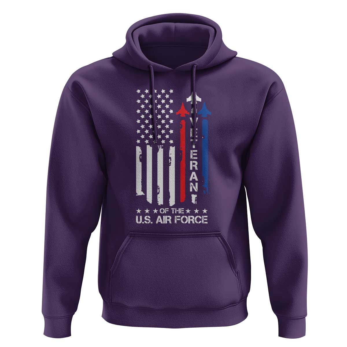Air Force Veteran Hoodie Vintage US Flag - Wonder Print Shop
