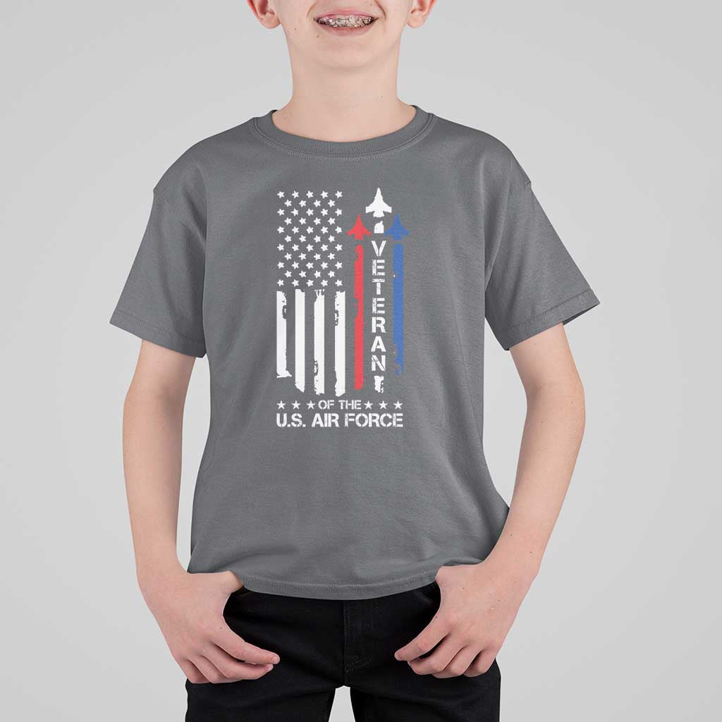 Air Force Veteran T Shirt For Kid Vintage US Flag - Wonder Print Shop