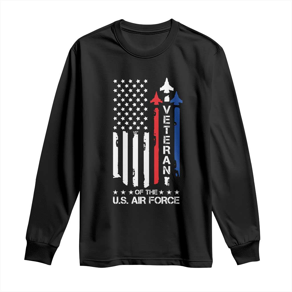 Air Force Veteran Long Sleeve Shirt Vintage US Flag - Wonder Print Shop