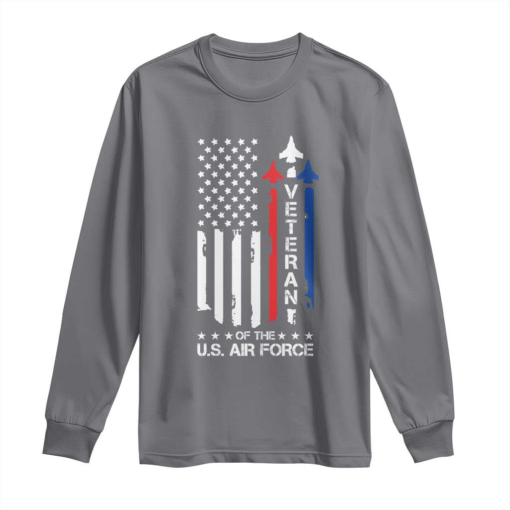 Air Force Veteran Long Sleeve Shirt Vintage US Flag - Wonder Print Shop
