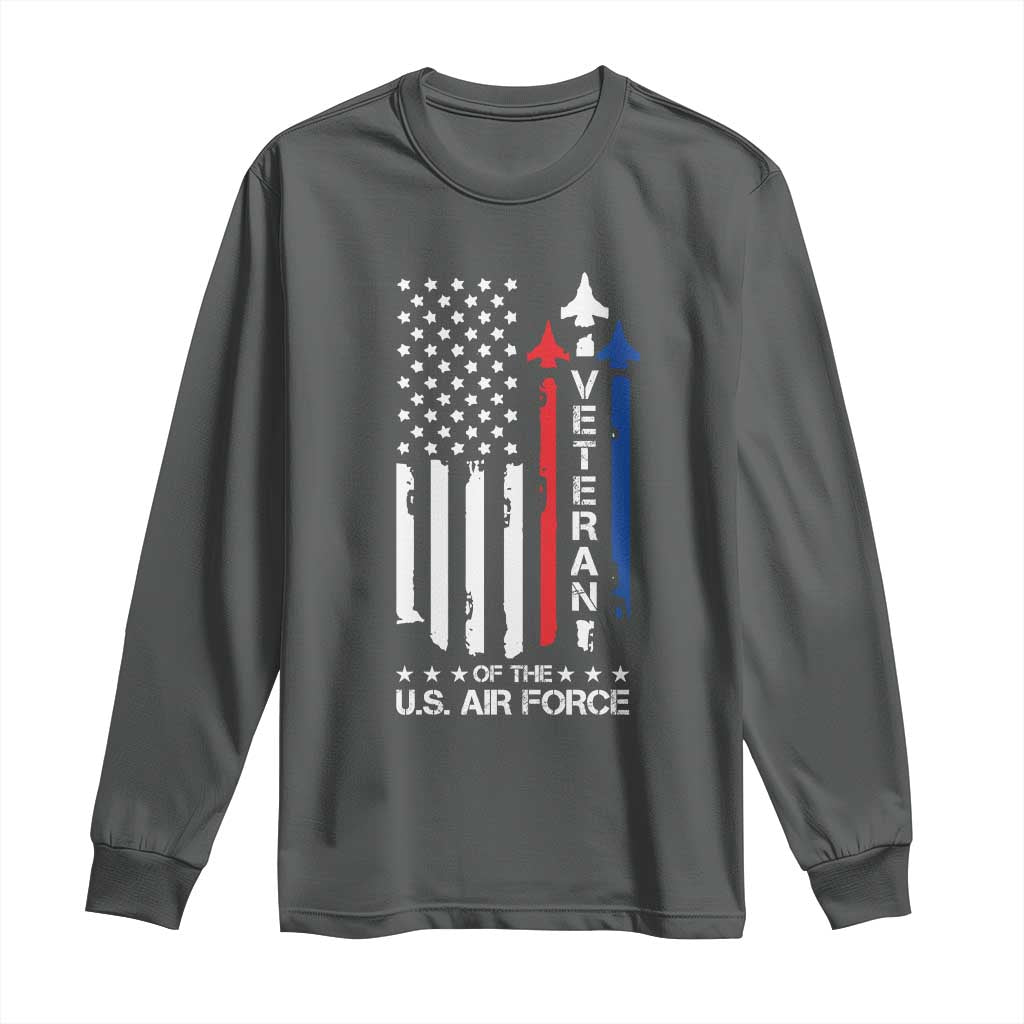 Air Force Veteran Long Sleeve Shirt Vintage US Flag - Wonder Print Shop