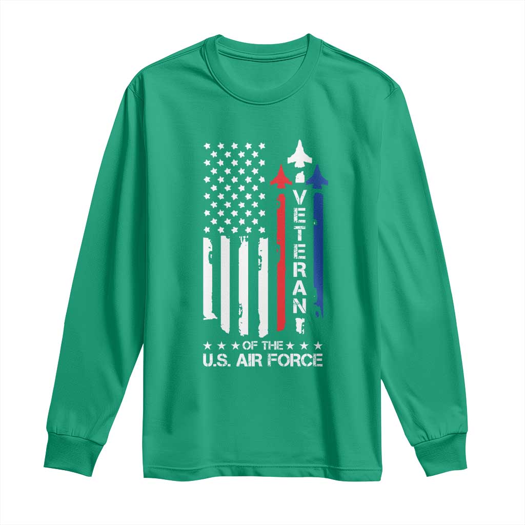 Air Force Veteran Long Sleeve Shirt Vintage US Flag - Wonder Print Shop