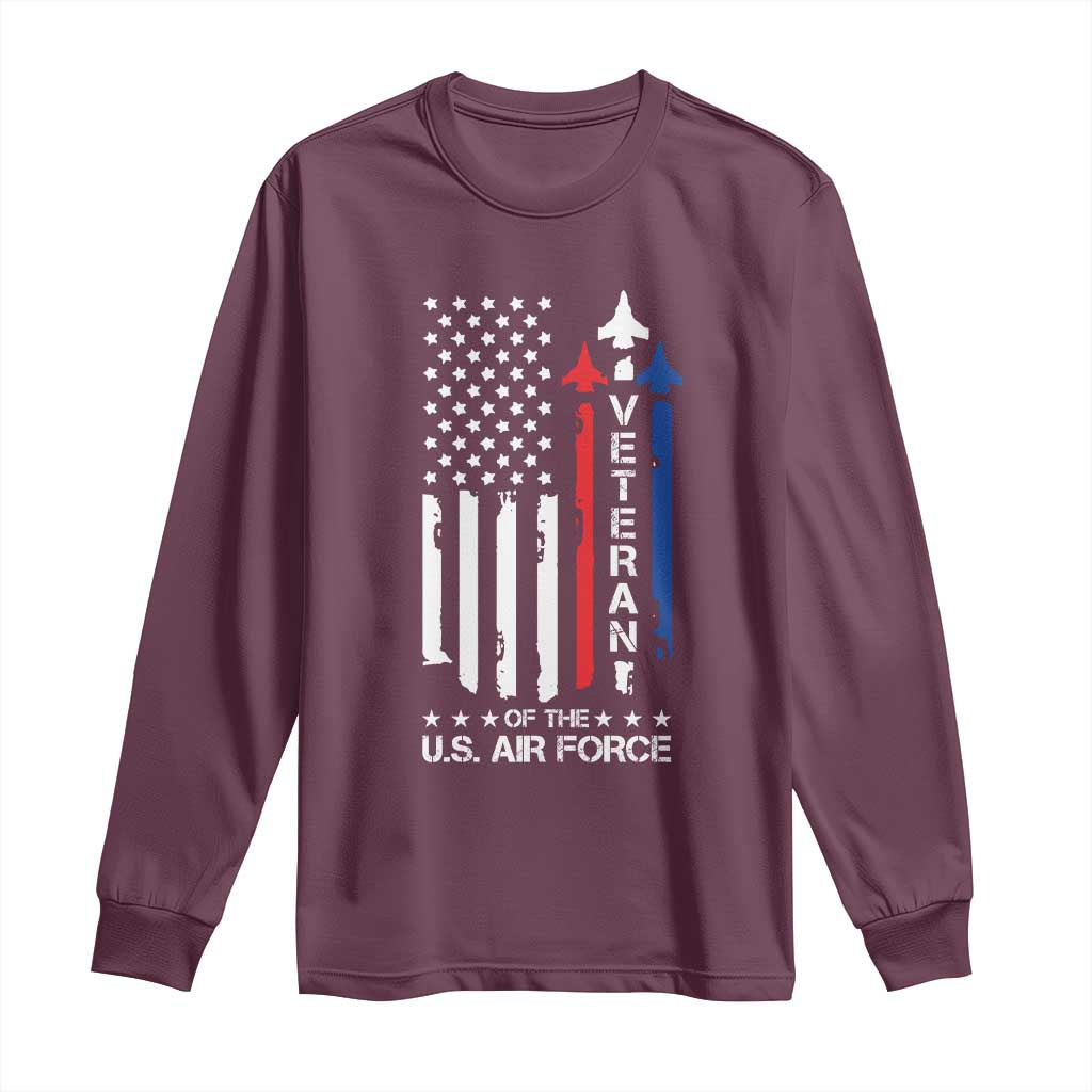 Air Force Veteran Long Sleeve Shirt Vintage US Flag - Wonder Print Shop