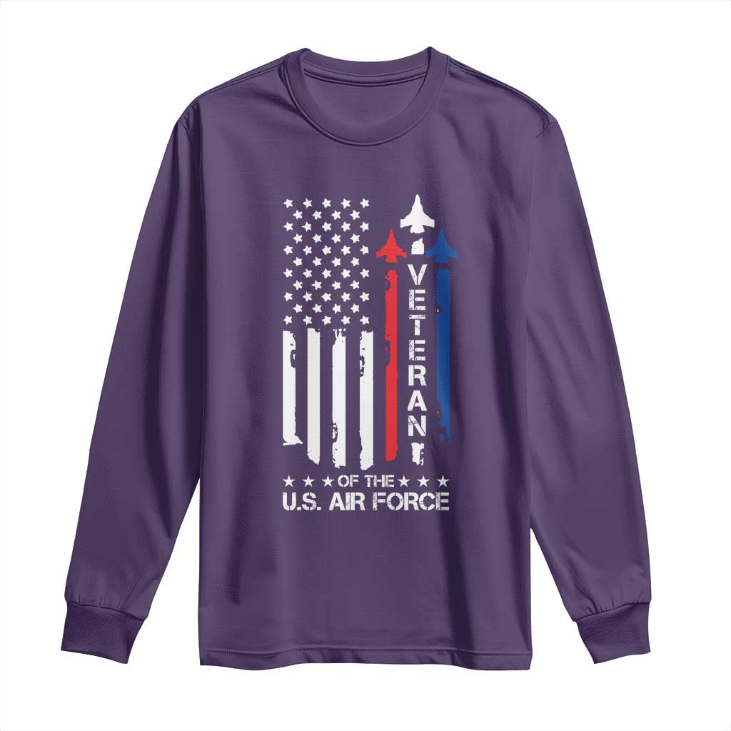 Air Force Veteran Long Sleeve Shirt Vintage US Flag - Wonder Print Shop