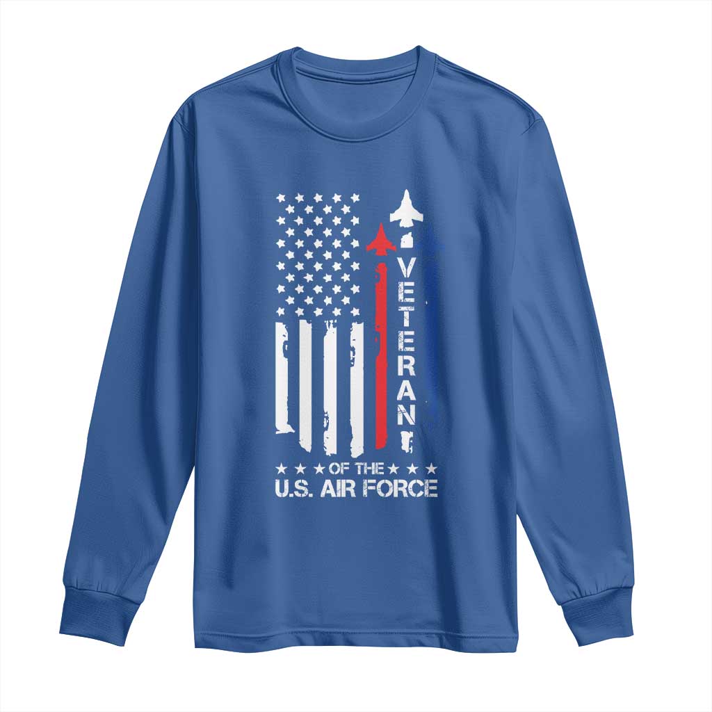 Air Force Veteran Long Sleeve Shirt Vintage US Flag - Wonder Print Shop