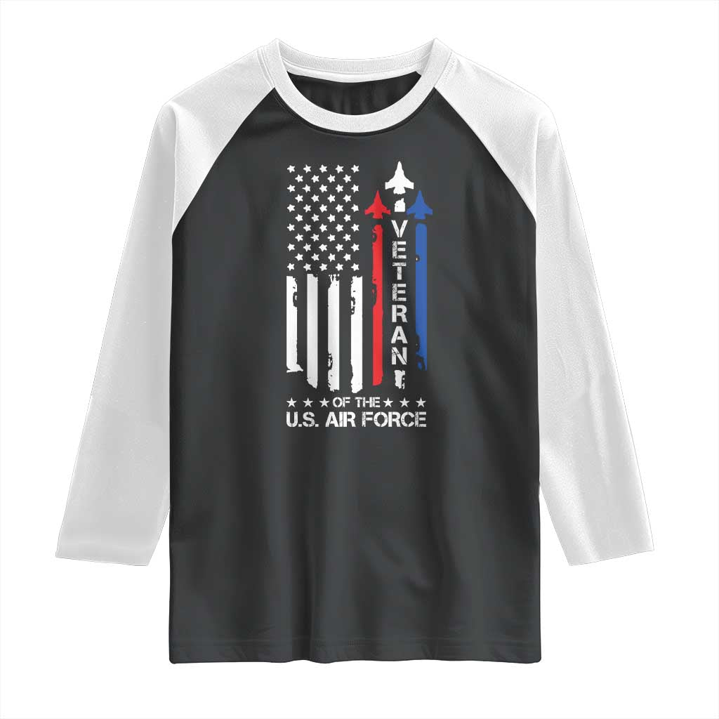 Air Force Veteran Raglan Shirt Vintage US Flag - Wonder Print Shop