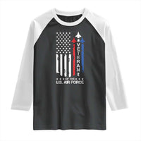 Air Force Veteran Raglan Shirt Vintage US Flag - Wonder Print Shop