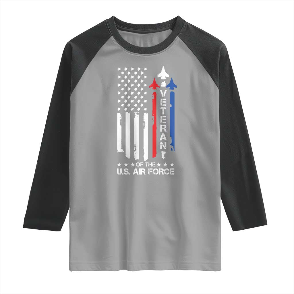Air Force Veteran Raglan Shirt Vintage US Flag - Wonder Print Shop