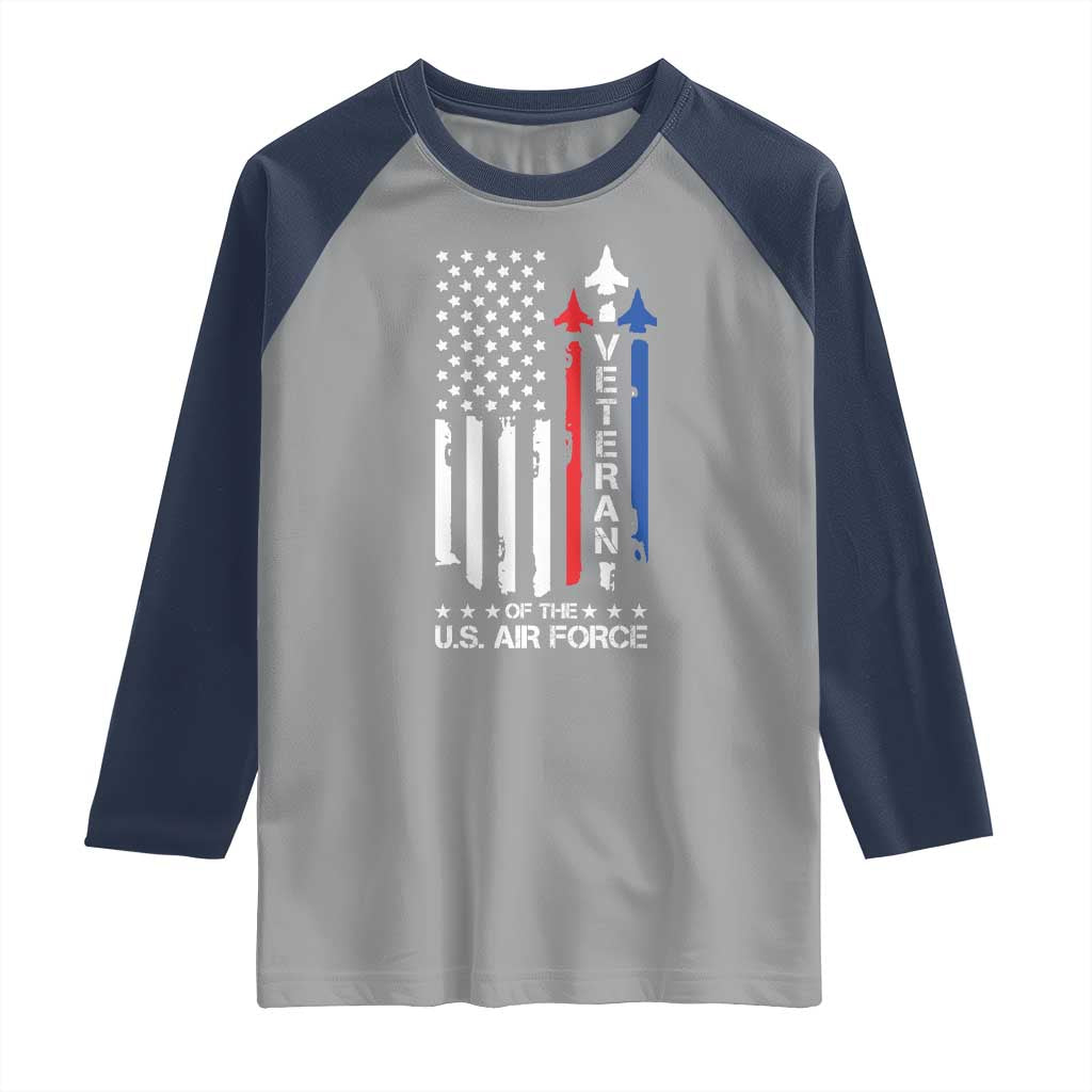 Air Force Veteran Raglan Shirt Vintage US Flag - Wonder Print Shop