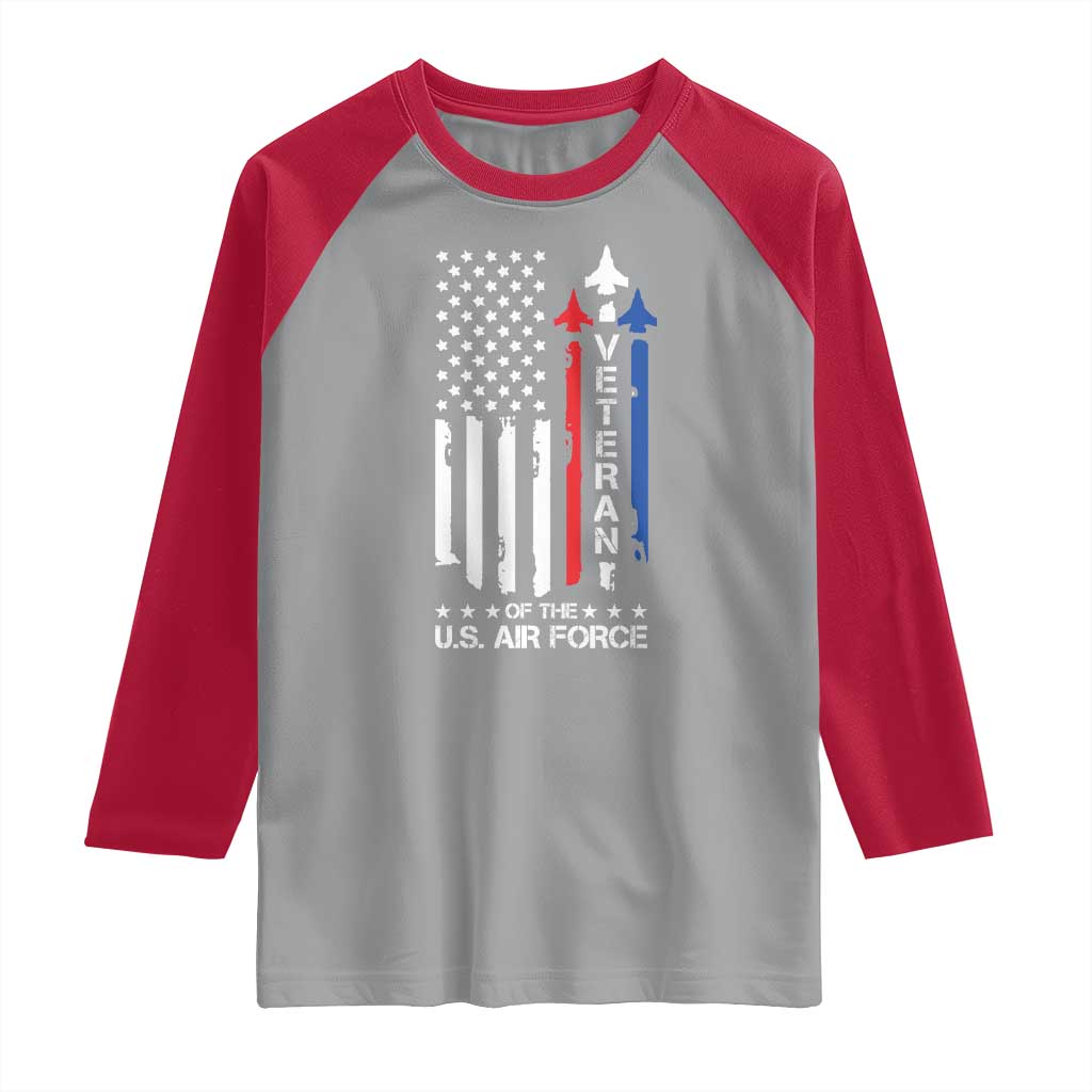 Air Force Veteran Raglan Shirt Vintage US Flag - Wonder Print Shop