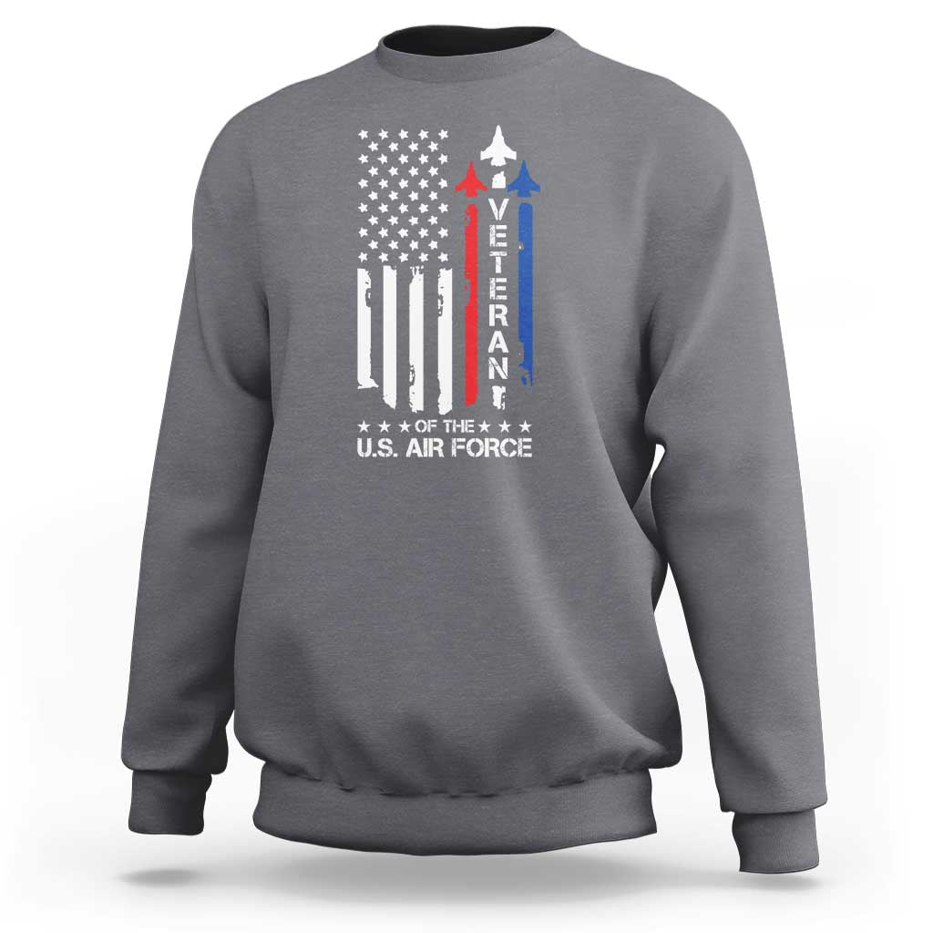 Air Force Veteran Sweatshirt Vintage US Flag - Wonder Print Shop