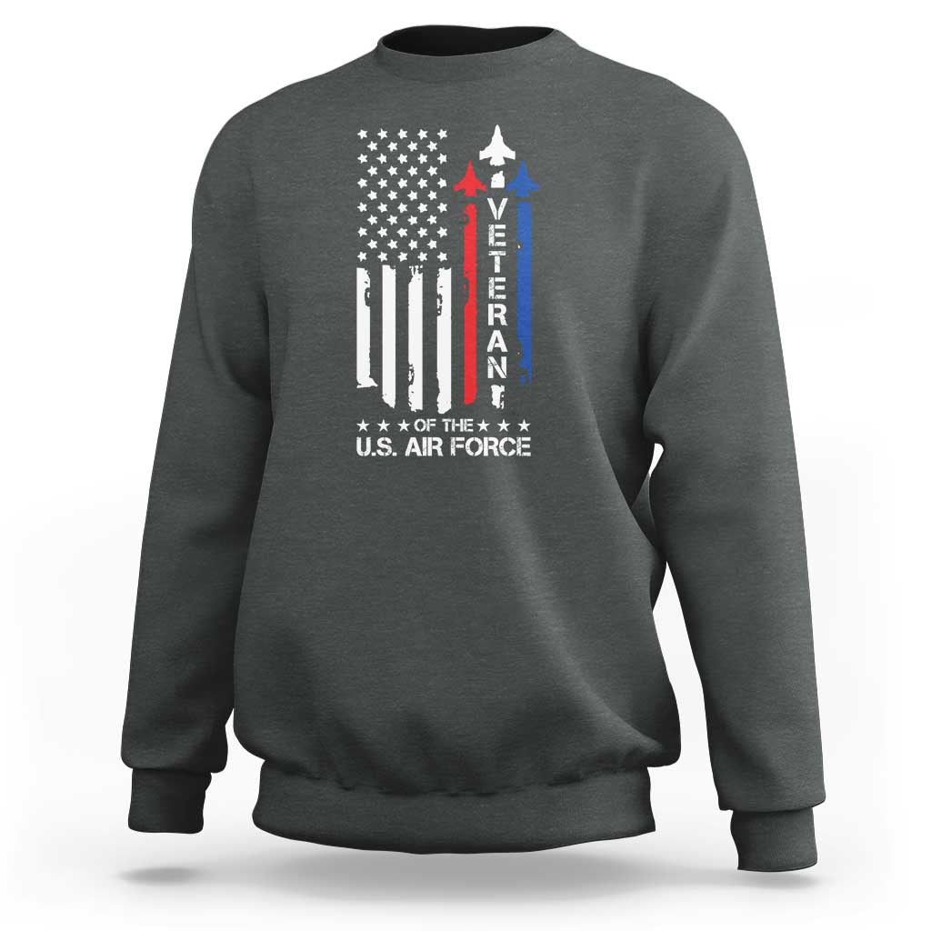 Air Force Veteran Sweatshirt Vintage US Flag - Wonder Print Shop