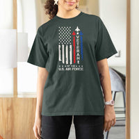 Air Force Veteran T Shirt For Women Vintage US Flag - Wonder Print Shop