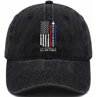 Air Force Veteran Washed Cotton Baseball Cap Vintage US Flag