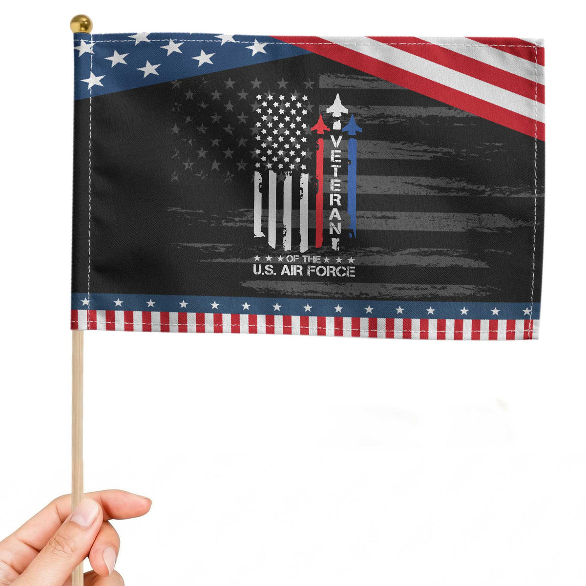 Air Force Veteran Patriotic Handheld Flag Vintage US Flag