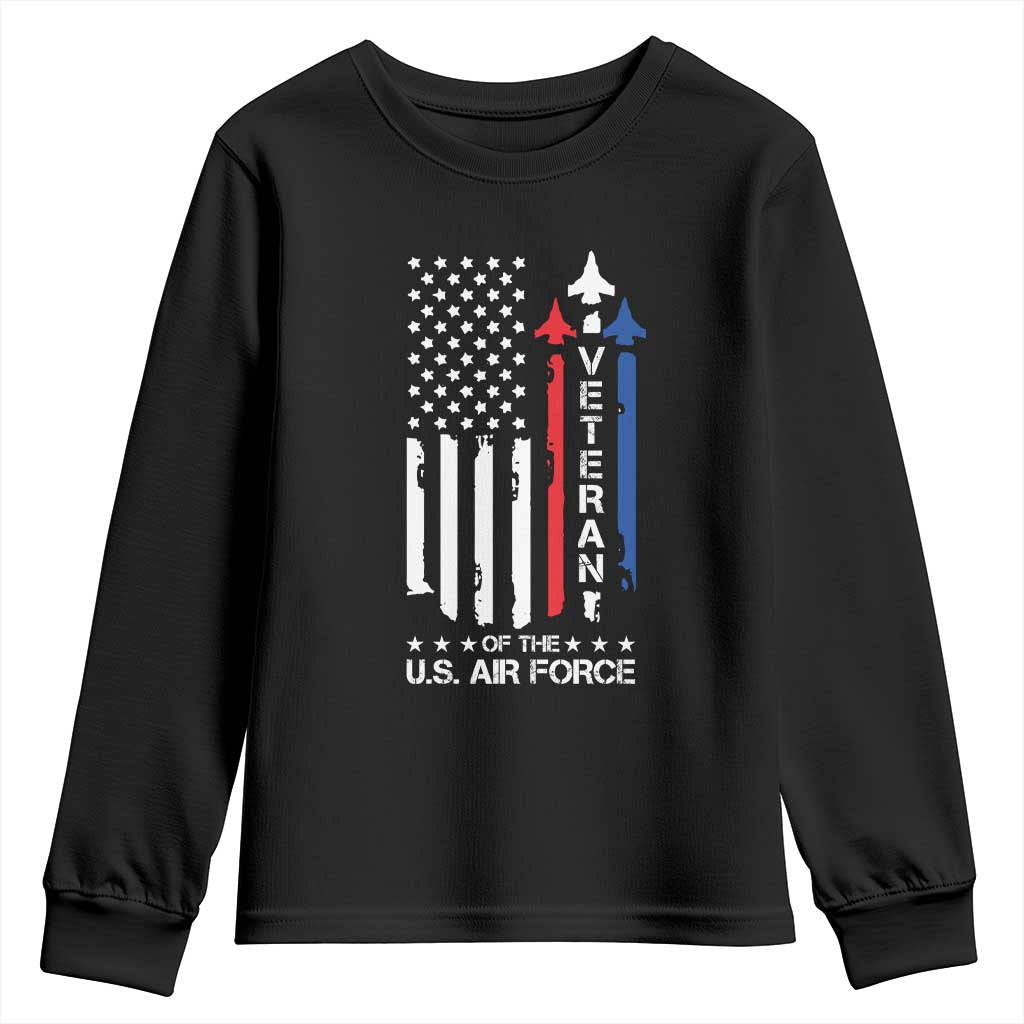 Air Force Veteran Youth Sweatshirt Vintage US Flag - Wonder Print Shop