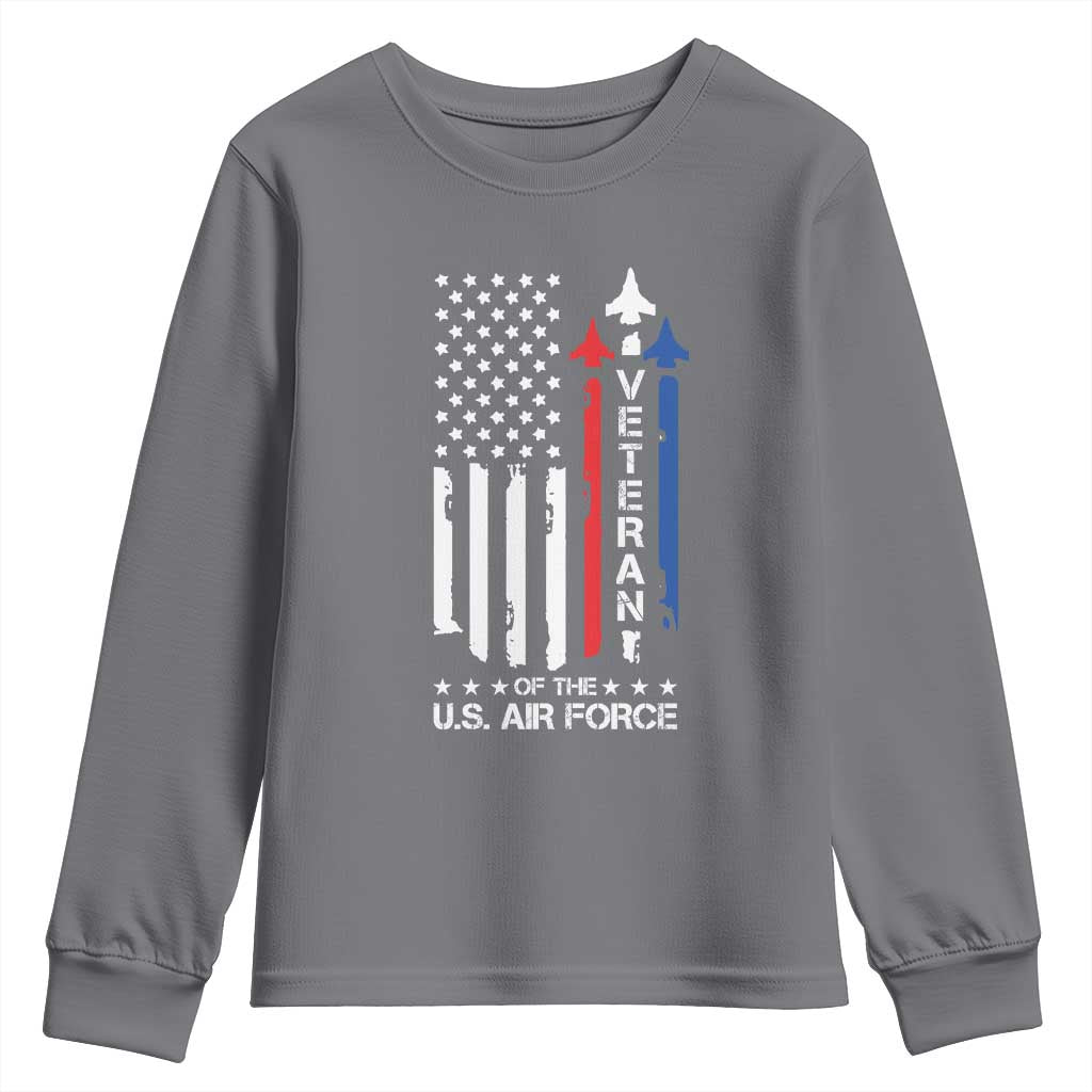 Air Force Veteran Youth Sweatshirt Vintage US Flag - Wonder Print Shop